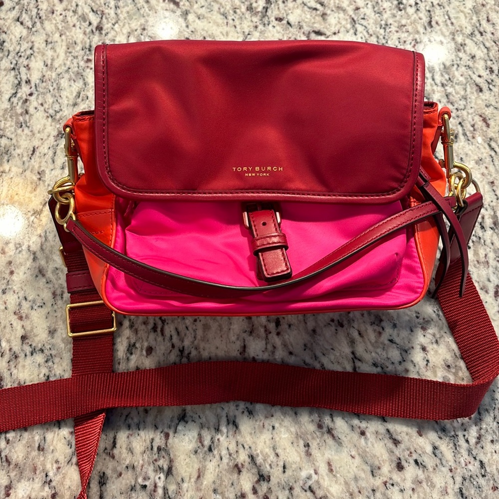 Tory Birch Red, Orange and Pink small cross body bag